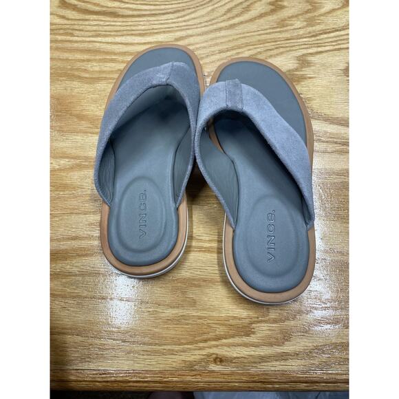 Vince Dean Flip Flop Sandals Men\'s 8.5 Gray Suede Slip-On Flat Heel Open Toe S40 main image 5